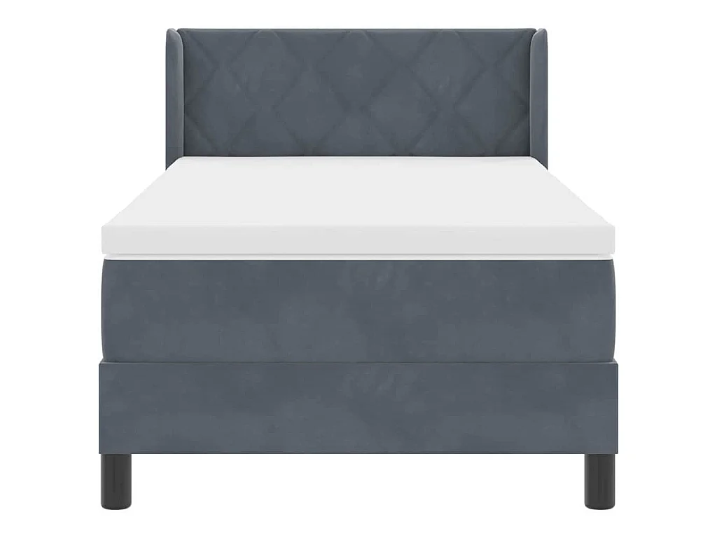 Boxspringbett mit Kopfteil Dunkelgrau 200 x 90 cm Samt