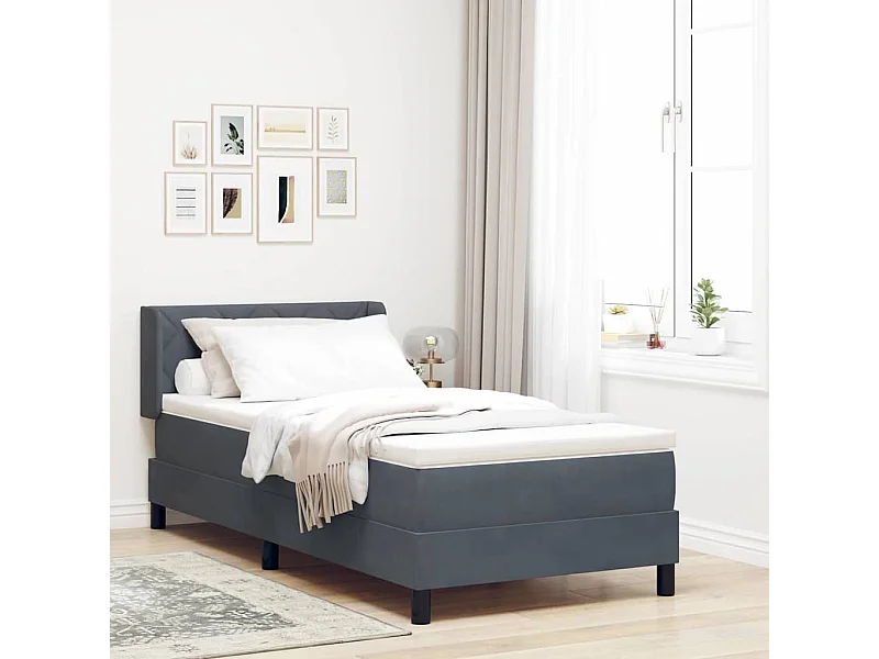 Cama Box com colchão Cinza Escuro 200 x 90 cm Poliéster