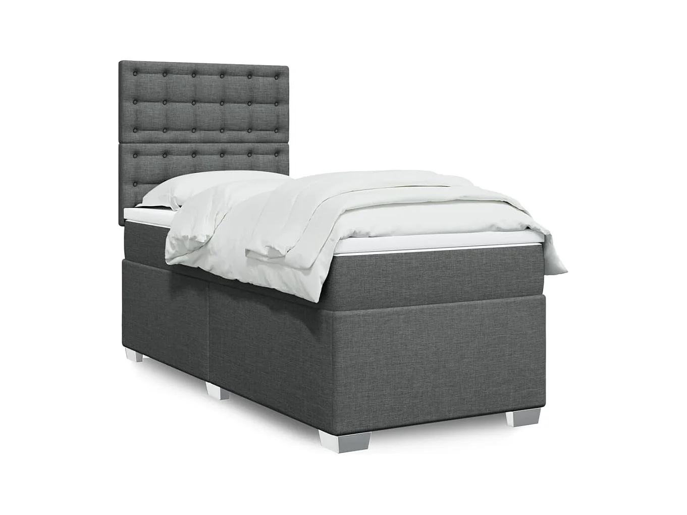 Boxspringbett mit Matratze Dunkelgrau 90x200 cm Stoff