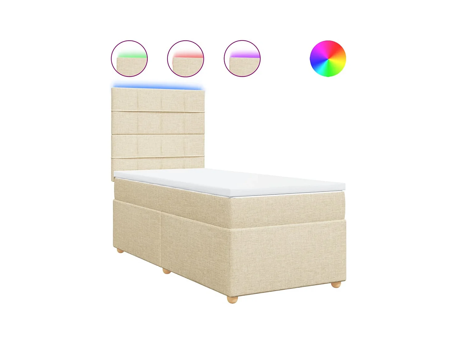 Boxspringbett mit Matratze Creme 90x200 cm Stoff