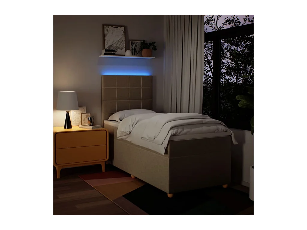 Boxspringbett mit Matratze Creme 90x200 cm Stoff