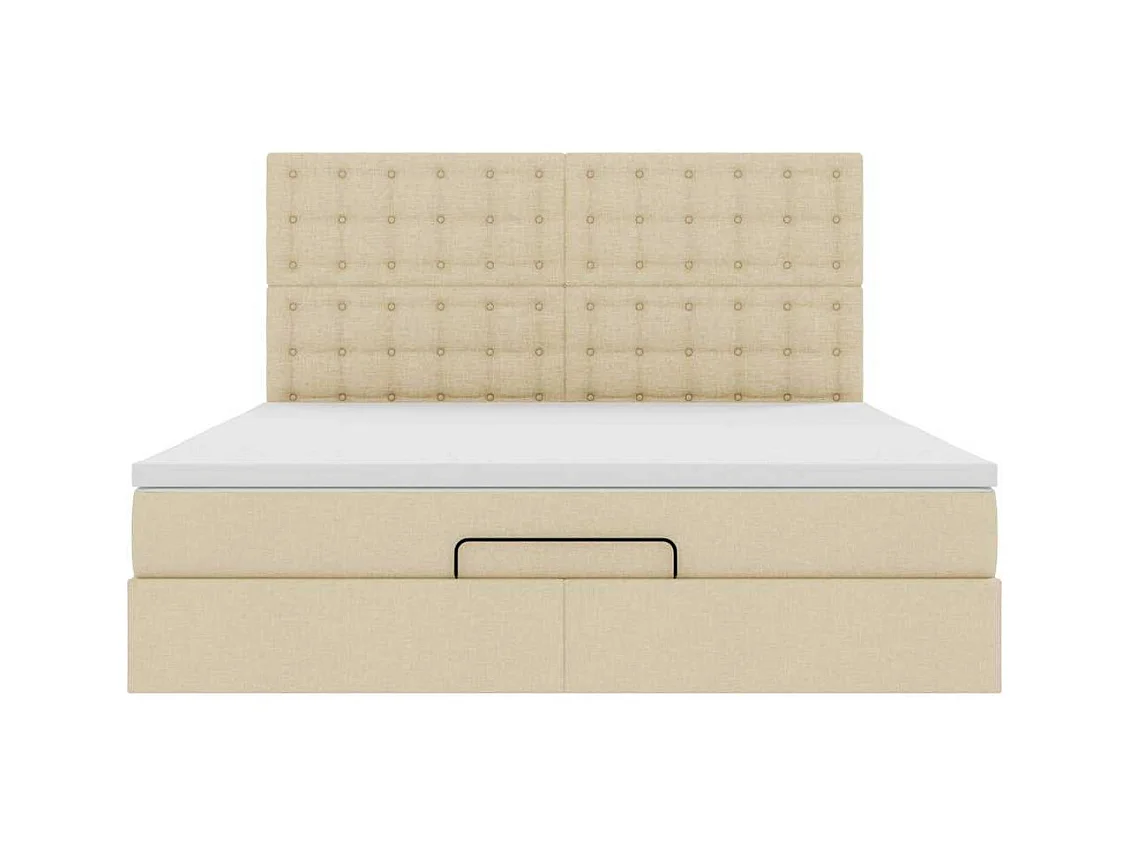Cadre de lit ottoman avec matelas crème 160x200 cm tissu