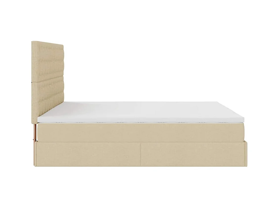 Cadre de lit ottoman avec matelas crème 160x200 cm tissu