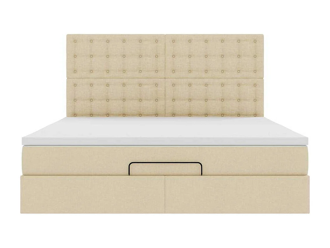 Cadre de lit ottoman avec matelas crème 160x200 cm tissu