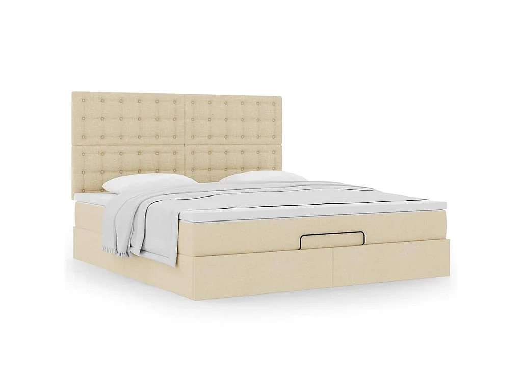 Ottoman bed met matras 160x200cm stof crèmekleurig