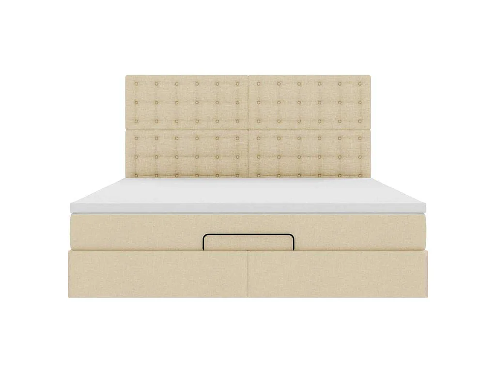 Ottoman bed met matras 160x200cm stof crèmekleurig