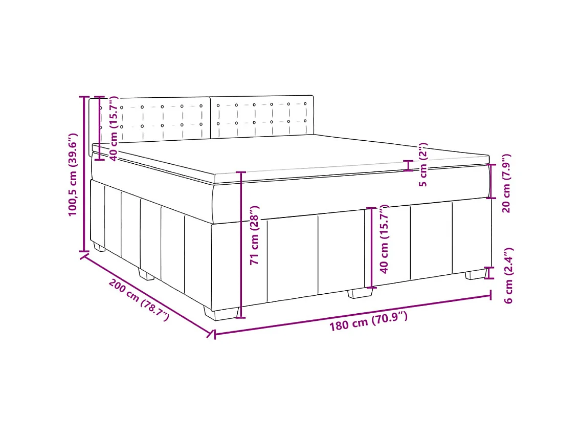 Boxspringbett mit Matratze Taupe 180x200 cm Stoff