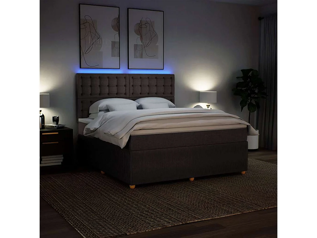 Boxspringbett mit Matratze Dunkelbraun 180x200 cm Stoff