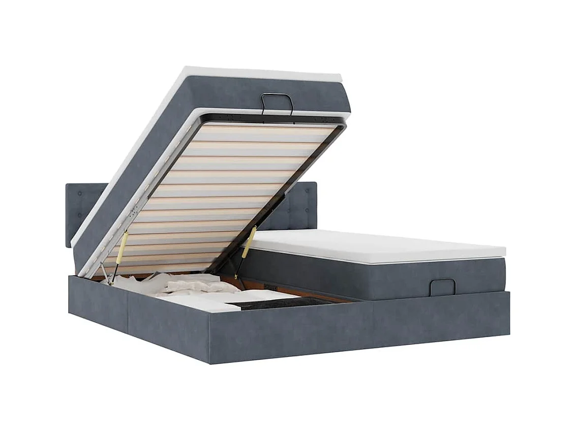 Ottoman-Bett mit Matratzen Dunkelgrau 160x200 cm Samt