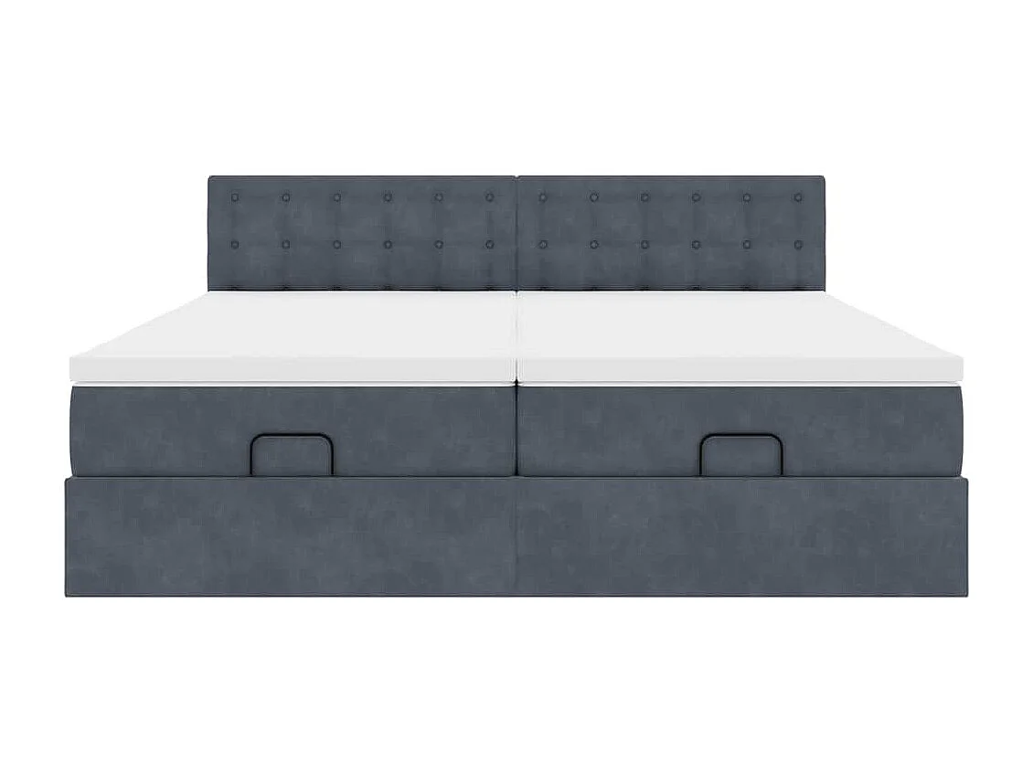 Ottoman-Bett mit Matratzen Dunkelgrau 160x200 cm Samt