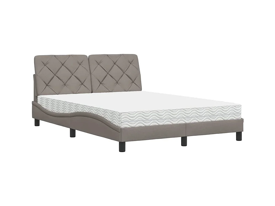 Bed met matras stof taupe 140x200 cm