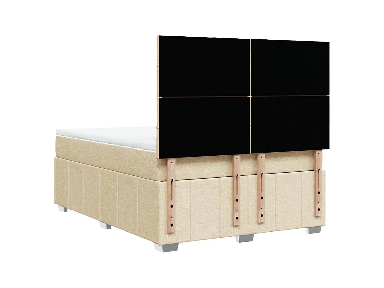 Sommier à lattes de lit avec matelas Crème 140x200 cm Tissu