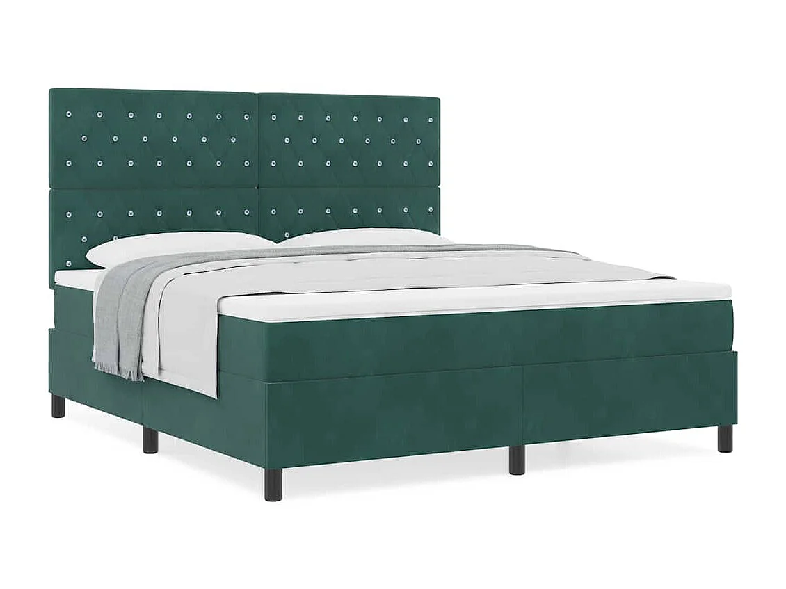 Cama Box com colchão Verde-escuro 180 x 200 cm Veludo