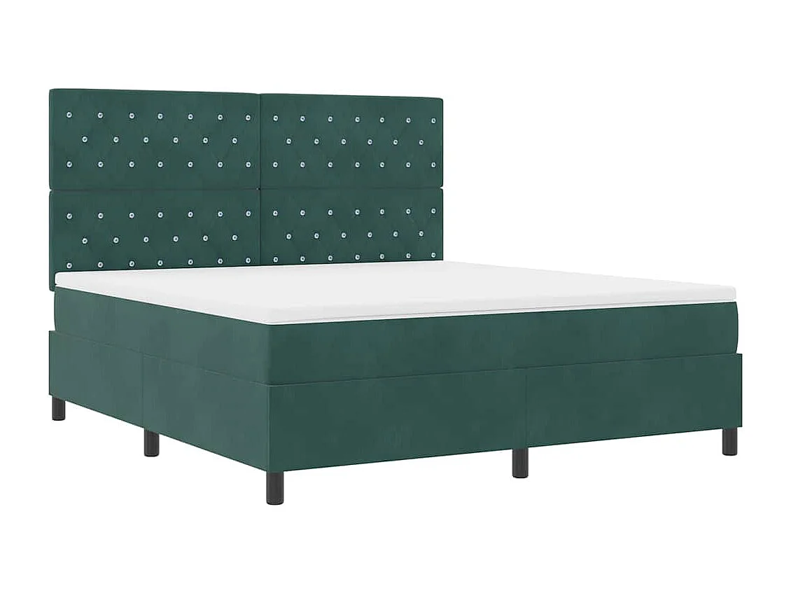 Cama Box com colchão Verde-escuro 180 x 200 cm Veludo