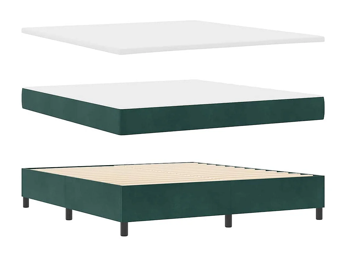 Cama Box com colchão Verde-escuro 180 x 200 cm Veludo