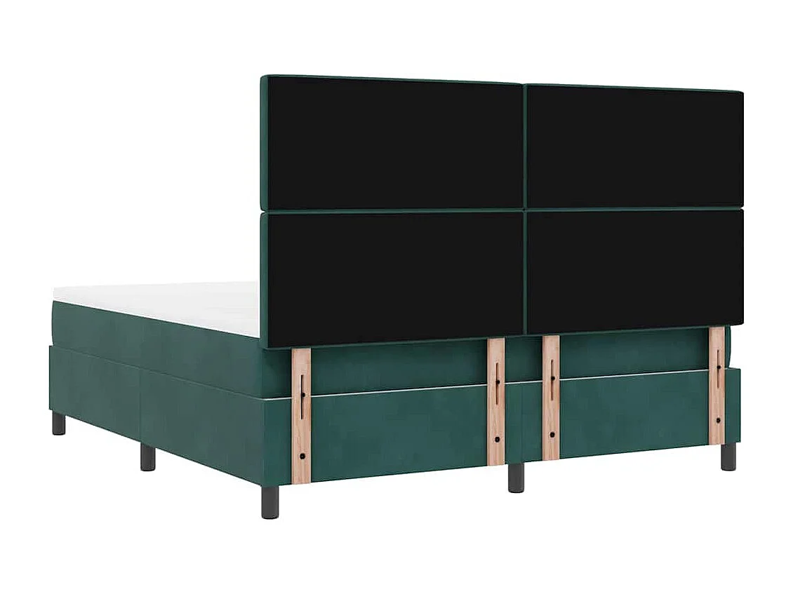 Cama Box com colchão Verde-escuro 180 x 200 cm Veludo