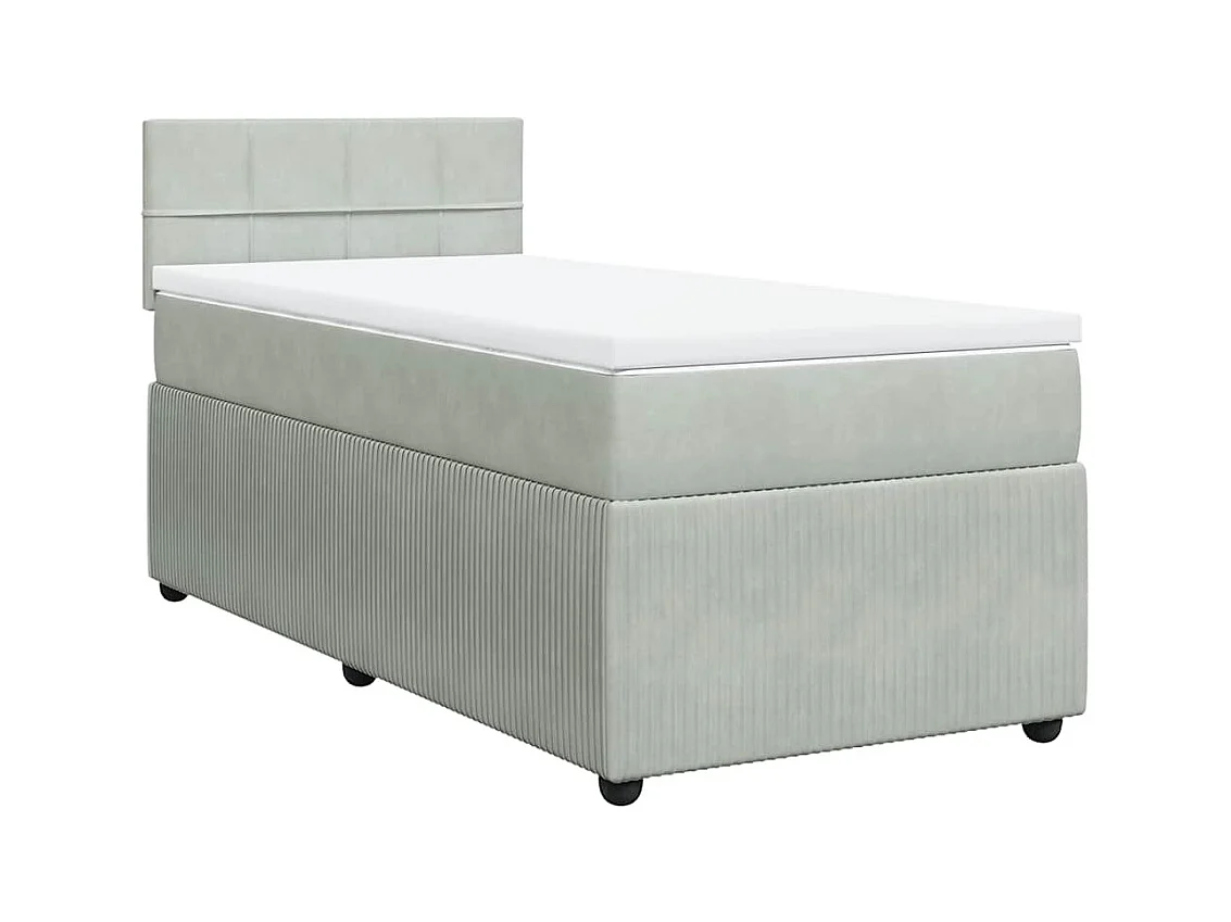 Sommier à lattes de lit et matelas Gris clair 90x200 cm Velours