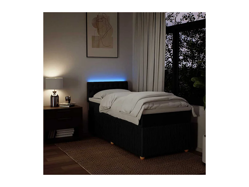 Sommier à lattes de lit avec matelas Noir 90x200 cm Tissu