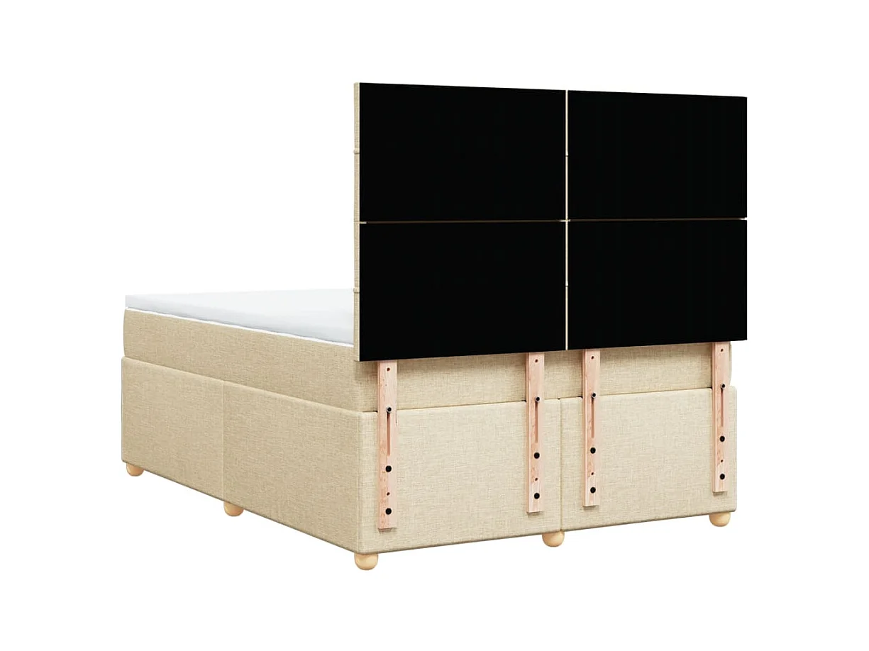 Boxspring met matras stof crèmekleurig 140x200 cm