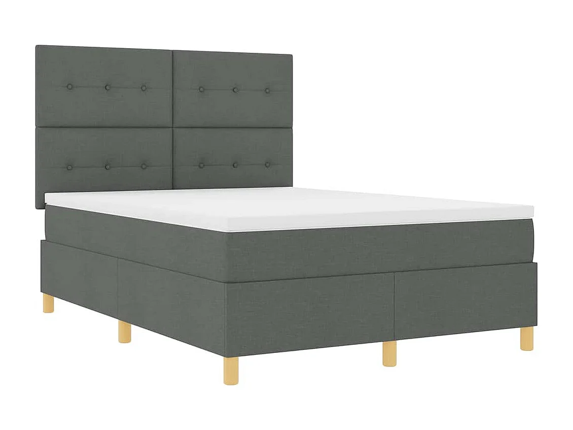 Lit à ressorts avec matelas Gris foncé 140 x 190 cm tissu