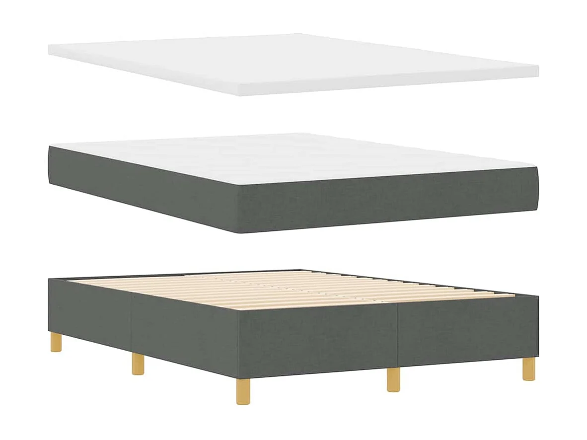 Letto a molle con materasso Grigio scuro 140 x 190 cm Tessuto