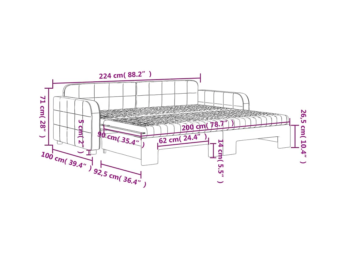 Divano Letto Estraibile Materassi Grigio Scuro 90x200cm Velluto