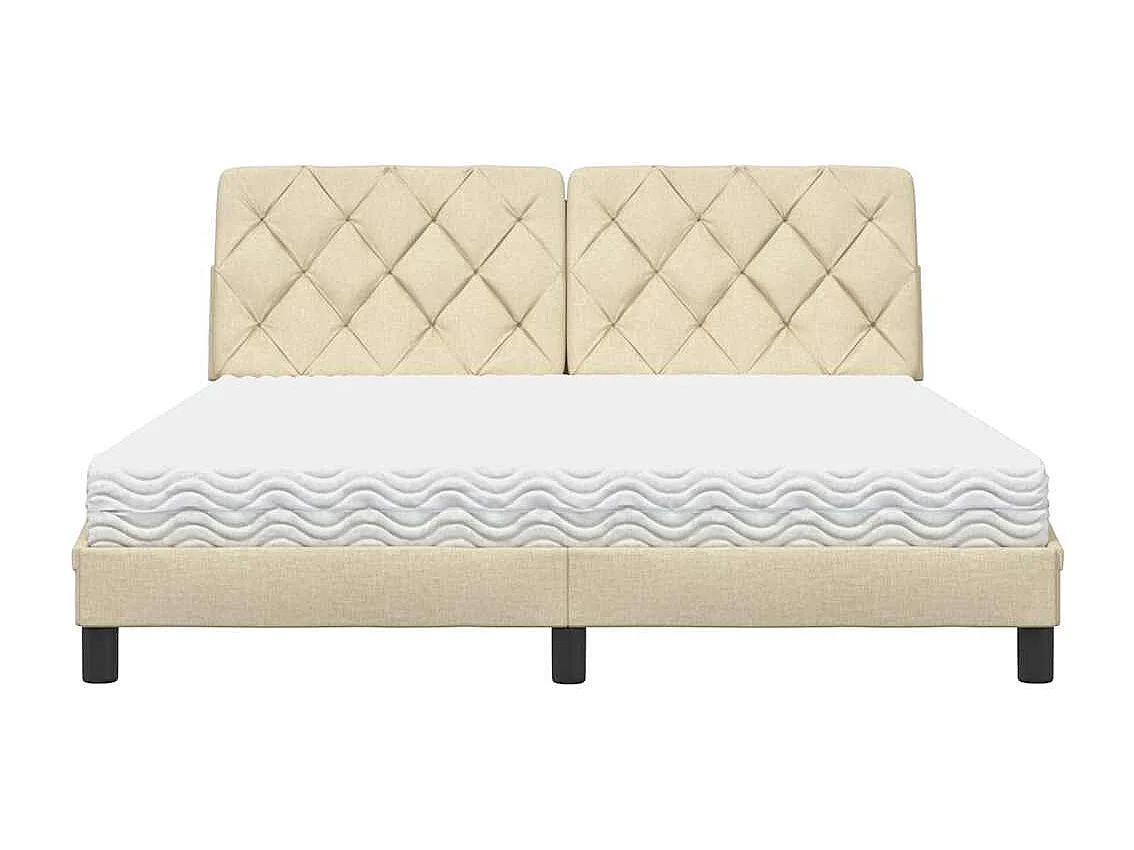 Letto con Materasso Crema 160x200 cm in Tessuto