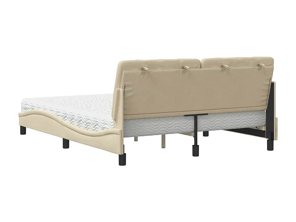 Letto con Materasso Crema 160x200 cm in Tessuto