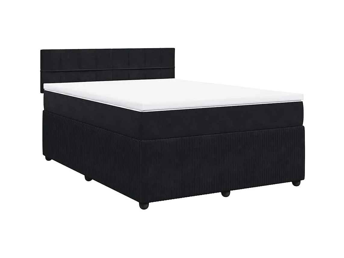 Sommier à lattes de lit avec matelas Noir 140x200 cm Velours