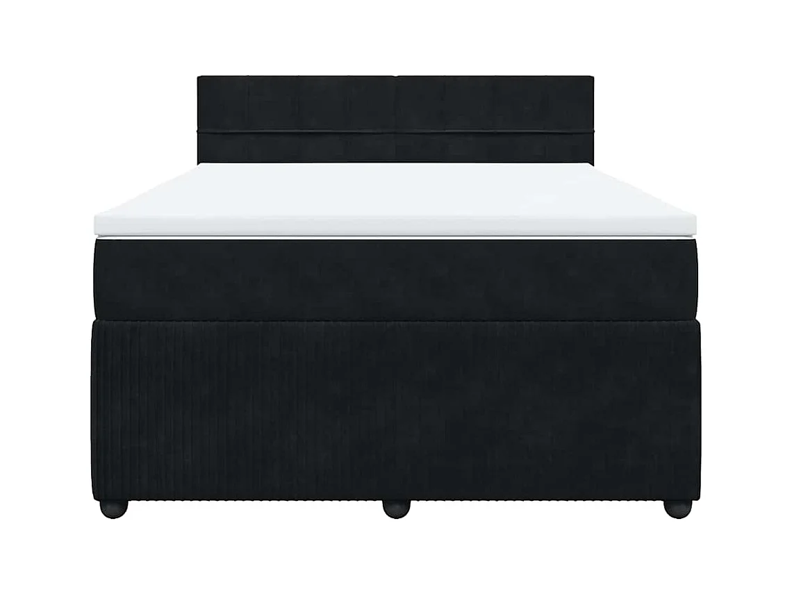 Sommier à lattes de lit avec matelas Noir 140x200 cm Velours