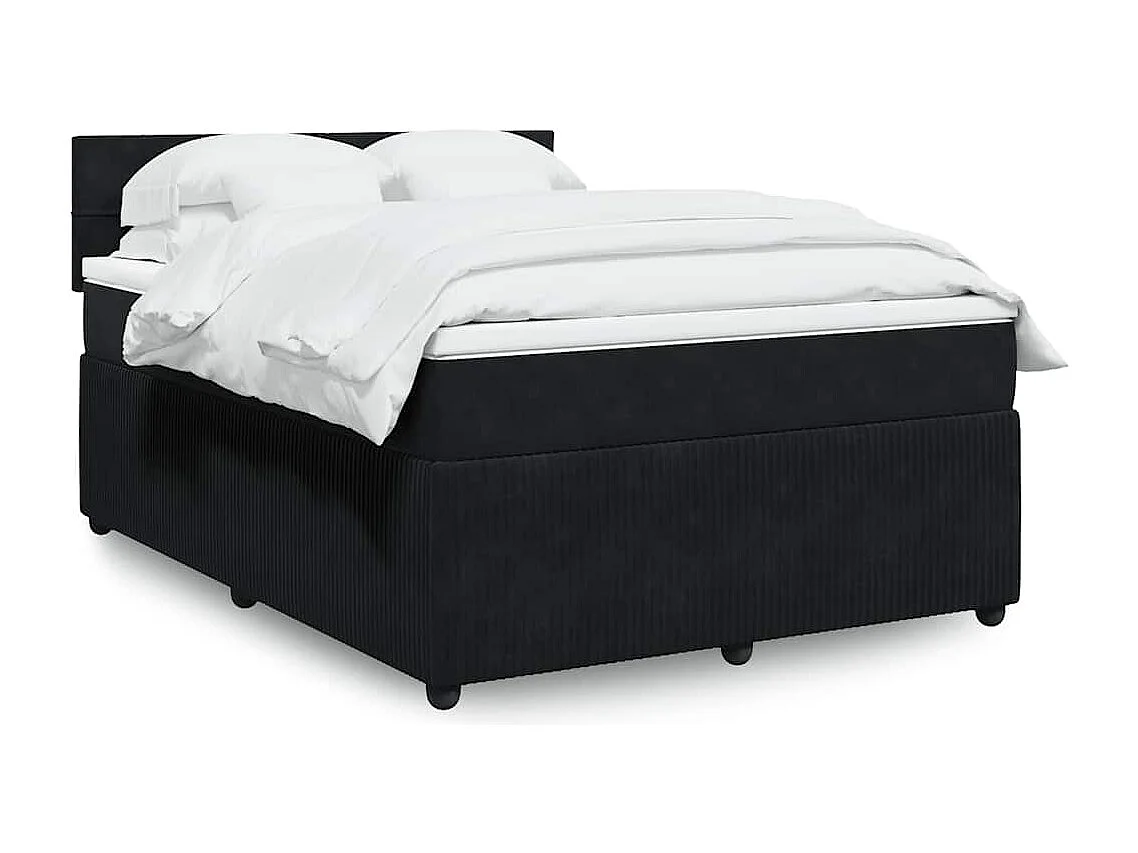 Sommier à lattes de lit avec matelas Noir 140x200 cm Velours