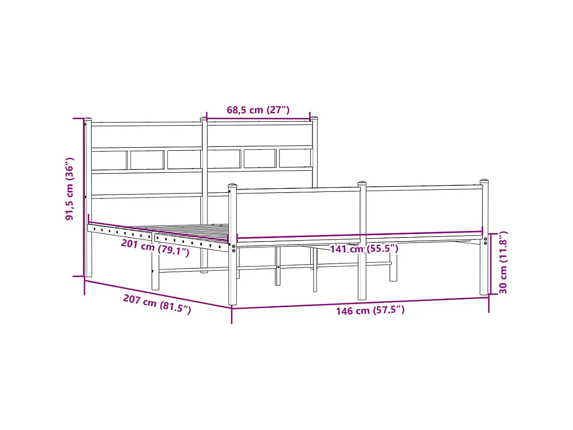 Bettgestell ohne Matratze Sonoma-Eiche 140x200 cm Holzwerkstoff