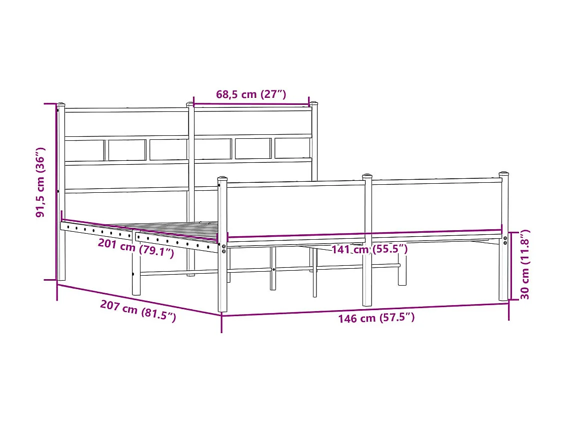 Bettgestell ohne Matratze Sonoma-Eiche 140x200 cm Holzwerkstoff