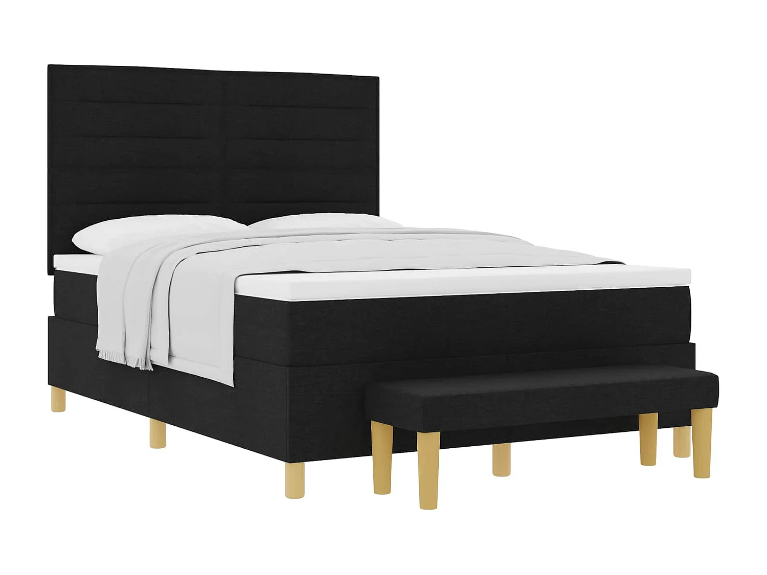 Boxspring bed met matras met hoofdeinde Zwart 140 x 200 cm Stof