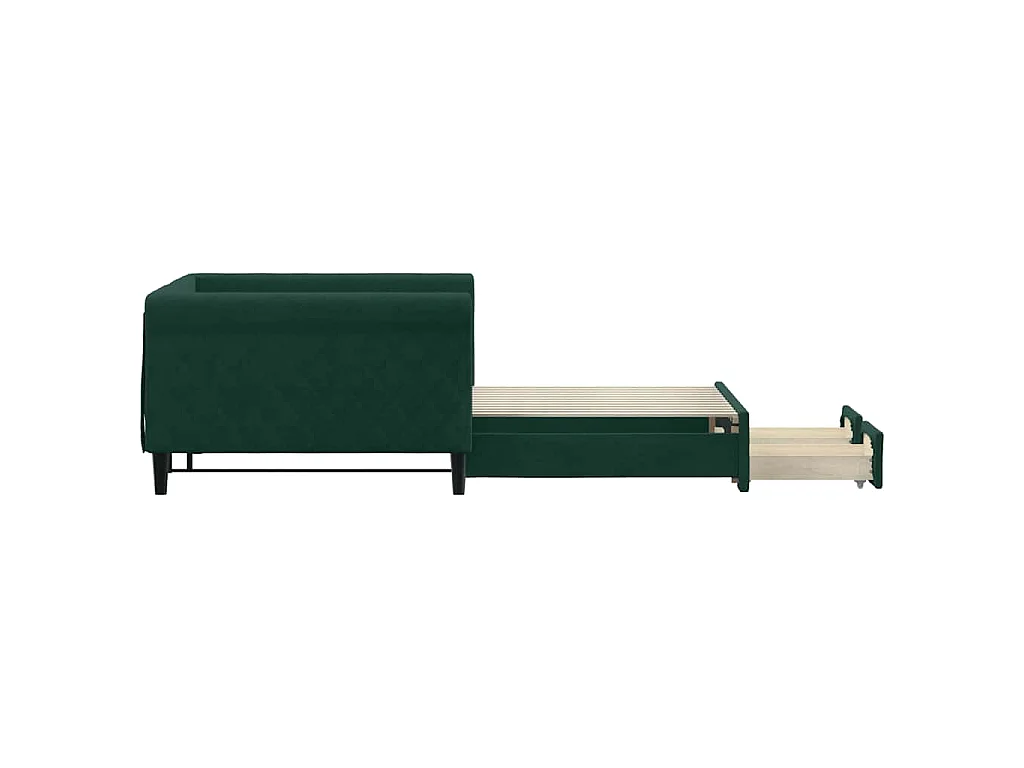Divano Letto Estraibile Cassetti Verde Scuro 100x200cm Velluto