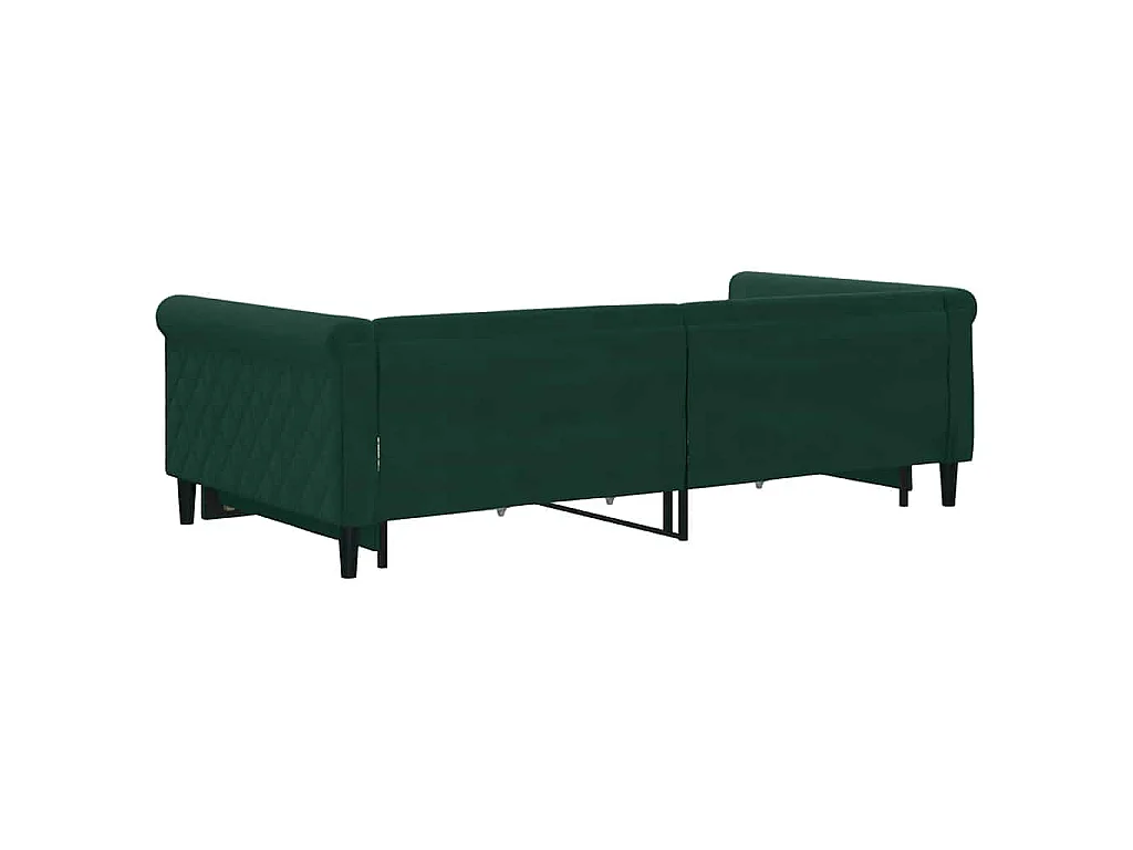 Divano Letto Estraibile Cassetti Verde Scuro 100x200cm Velluto
