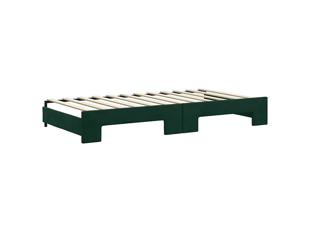 Divano Letto Estraibile Cassetti Verde Scuro 100x200cm Velluto