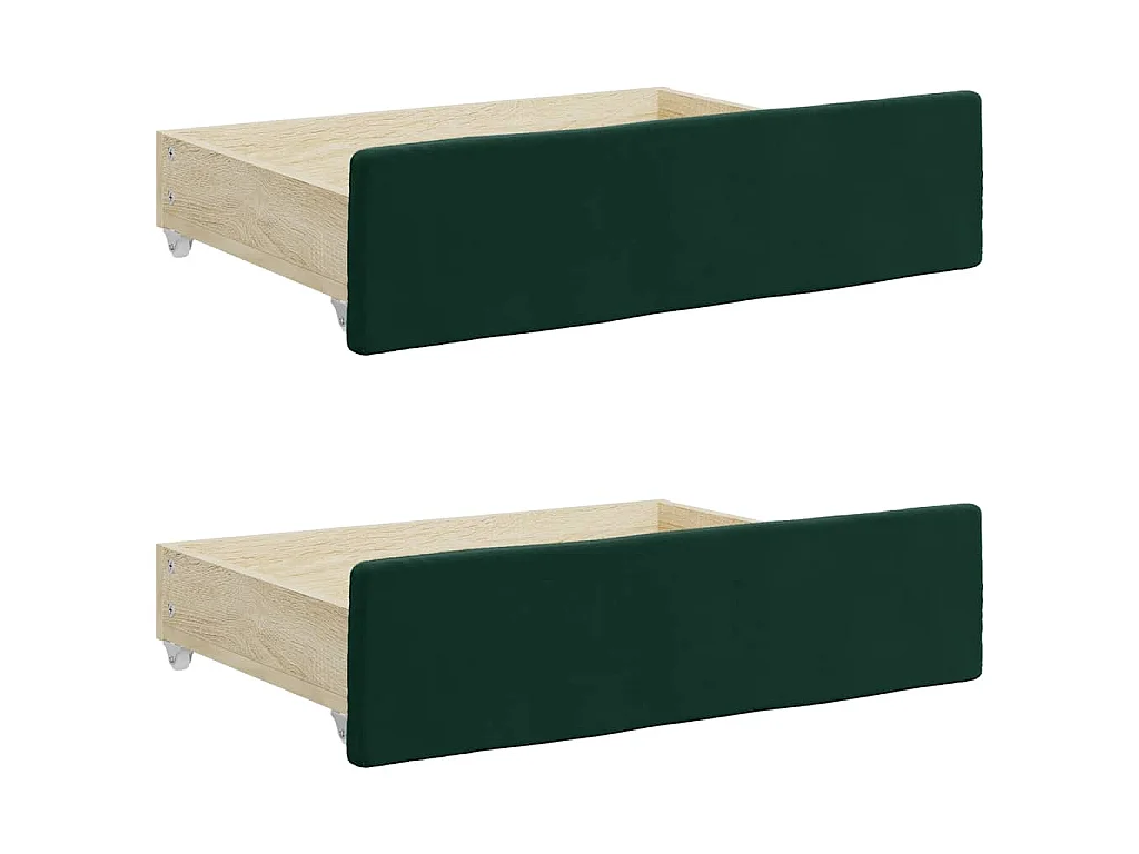 Divano Letto Estraibile Cassetti Verde Scuro 100x200cm Velluto