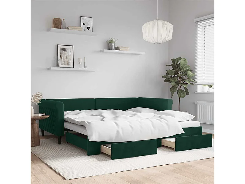 Lit de jour avec gigogne et tiroirs sans matelas 100x200 cm