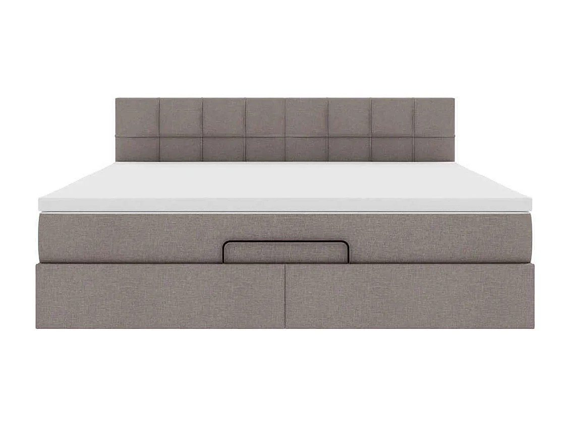 Cadre de lit ottoman avec matelas taupe 160x200 cm tissu