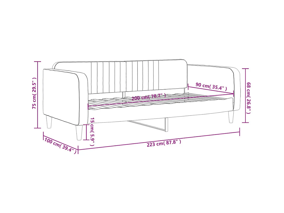 Tagesbett Dunkelgrau 90x200 cm Samt