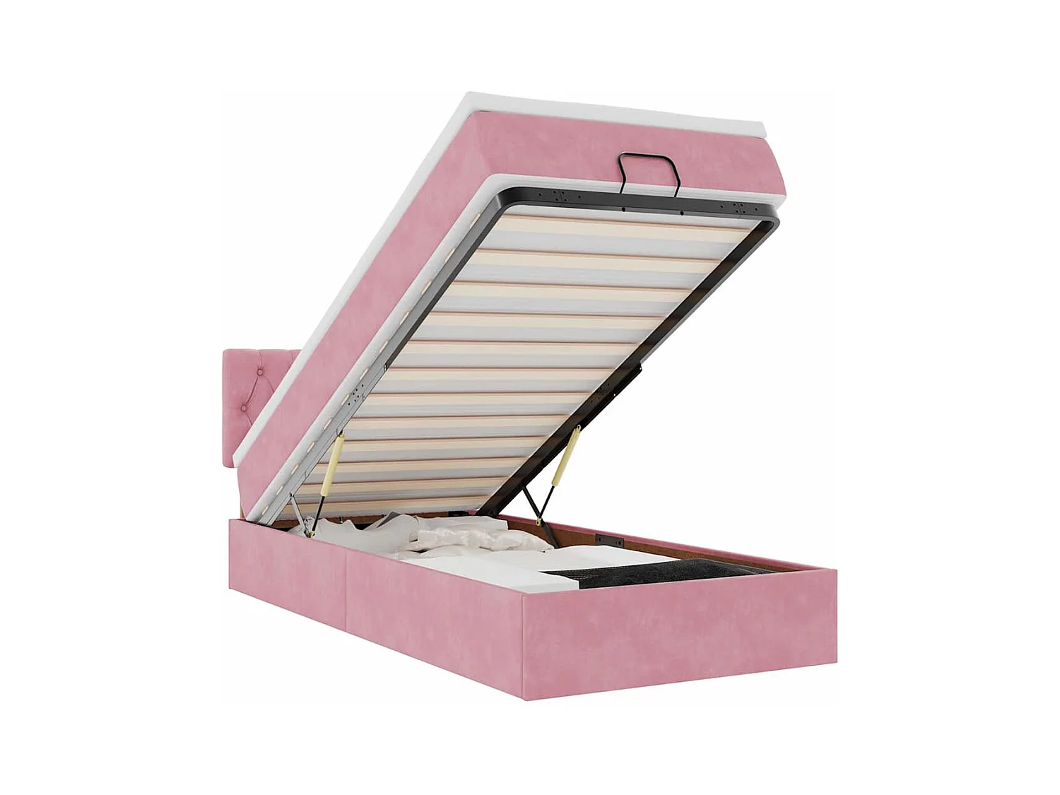 Ottoman bed met matras en LED's 100x200 cm fluweel roze