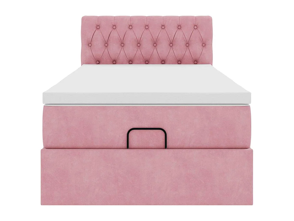 Struttura Letto Pouf con Materasso Rosa 100x200 cm Velluto