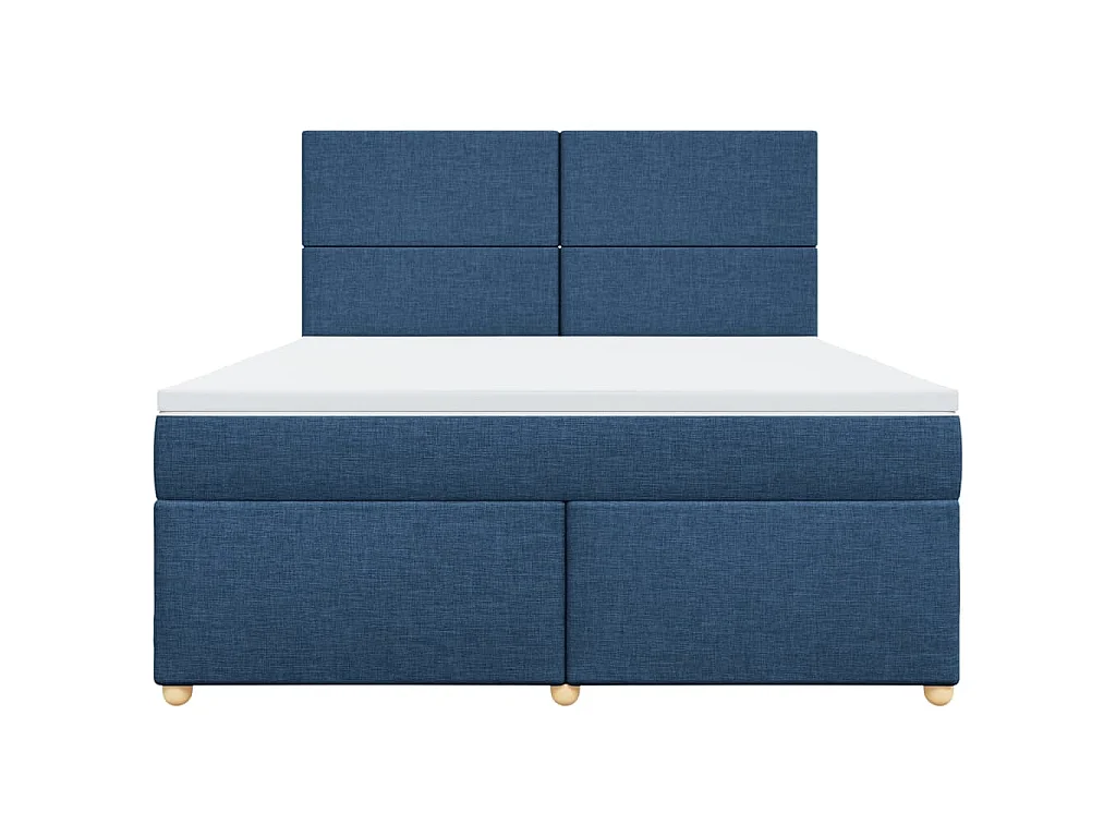 Cama box spring con colchón tela azul 180x200 cm