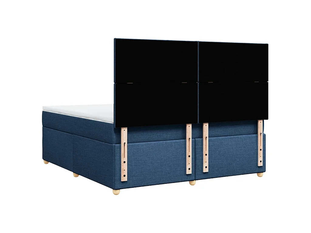 Cama box spring con colchón tela azul 180x200 cm