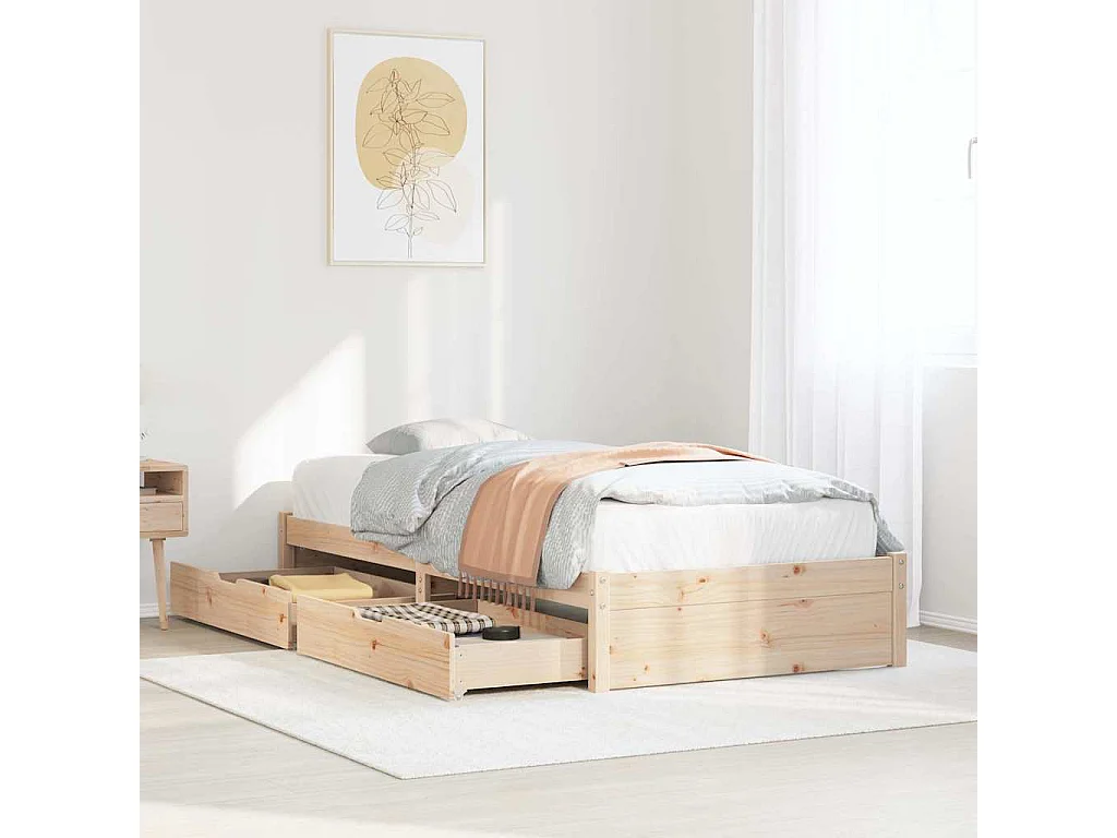 Estructura de cama sin colchón madera maciza de pino 90x190 cm