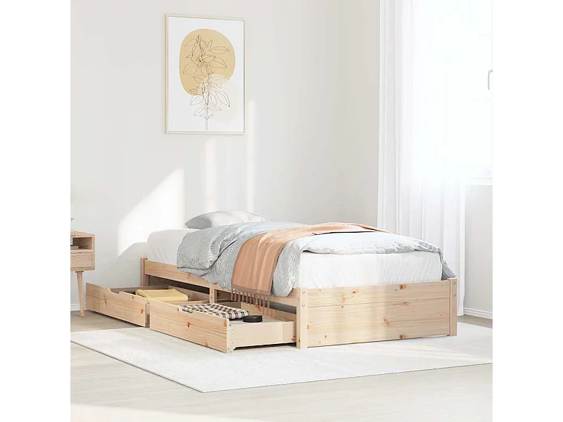 Estructura de cama sin colchón madera maciza de pino 90x190 cm