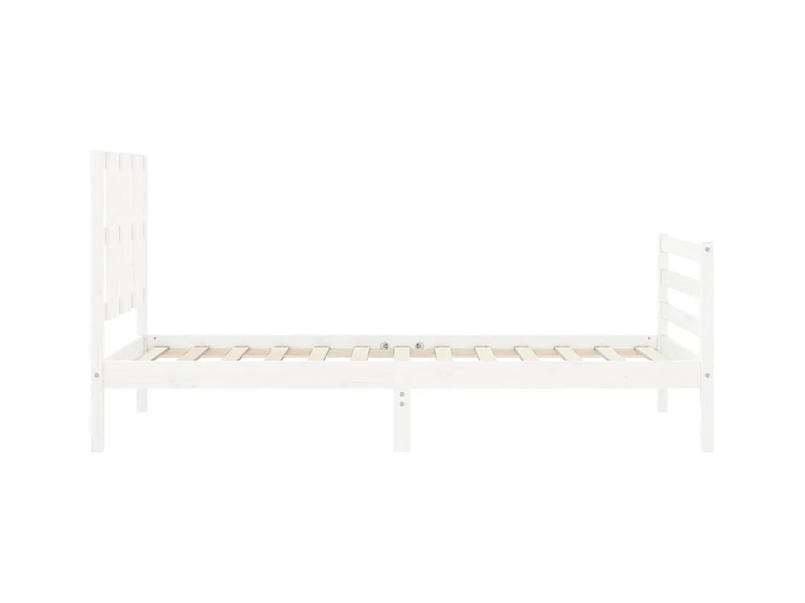 Giroletto con Testiera Bianco 90x200 cm in Legno Massello