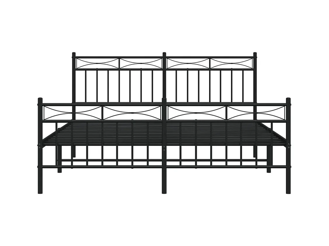 Cadre de lit métal sans matelas avec pied de lit noir 160x200cm