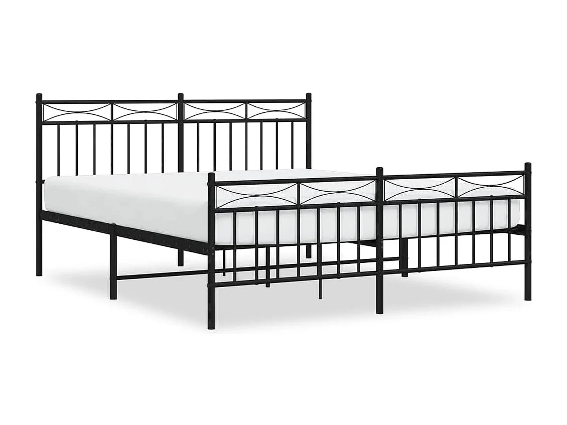 Cadre de lit métal sans matelas avec pied de lit noir 160x200cm